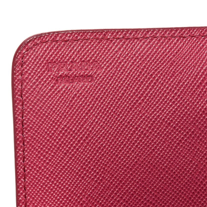 Prada Saffiano Metal Flap Card Holder Ibisco