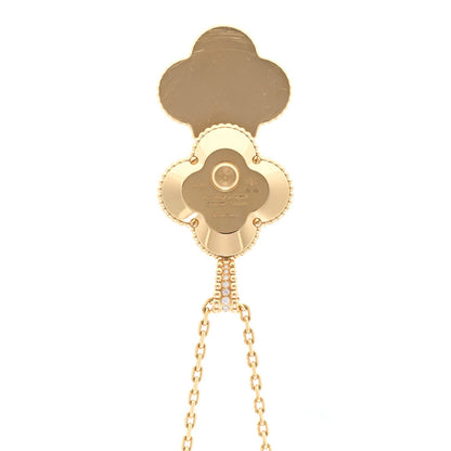 Van Cleef & Arpels 18K Yellow Gold Diamond Turquoise Mother of Pearl 28mm Alhambra Secret Pendant Quartz Watch