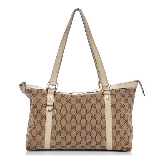 Gucci Monogram Medium Abbey Tote Off White