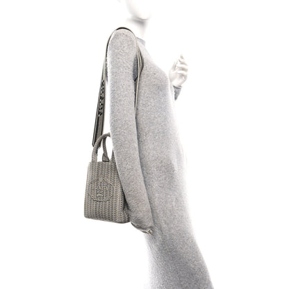 Prada Jacquard Logo Ricamo Embroidered Small Tote Black Talco