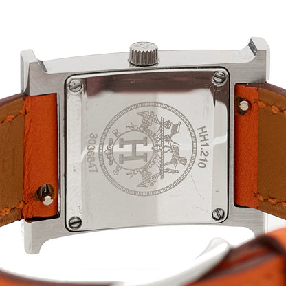 Hermes Stainless Steel Swift 21mm Heure H Hour Quartz Watch Orange