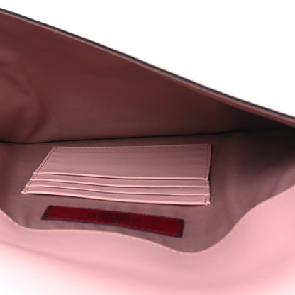 Valentino Garavani Pebbled Calfskin Large Rockstud Envelope Clutch Water Rose