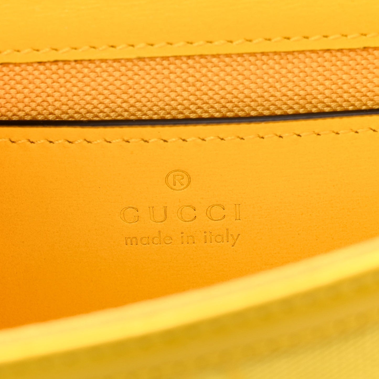 Gucci GG Monogram Textured Dollar Calfskin Mini Luce Shoulder Bag Yellow