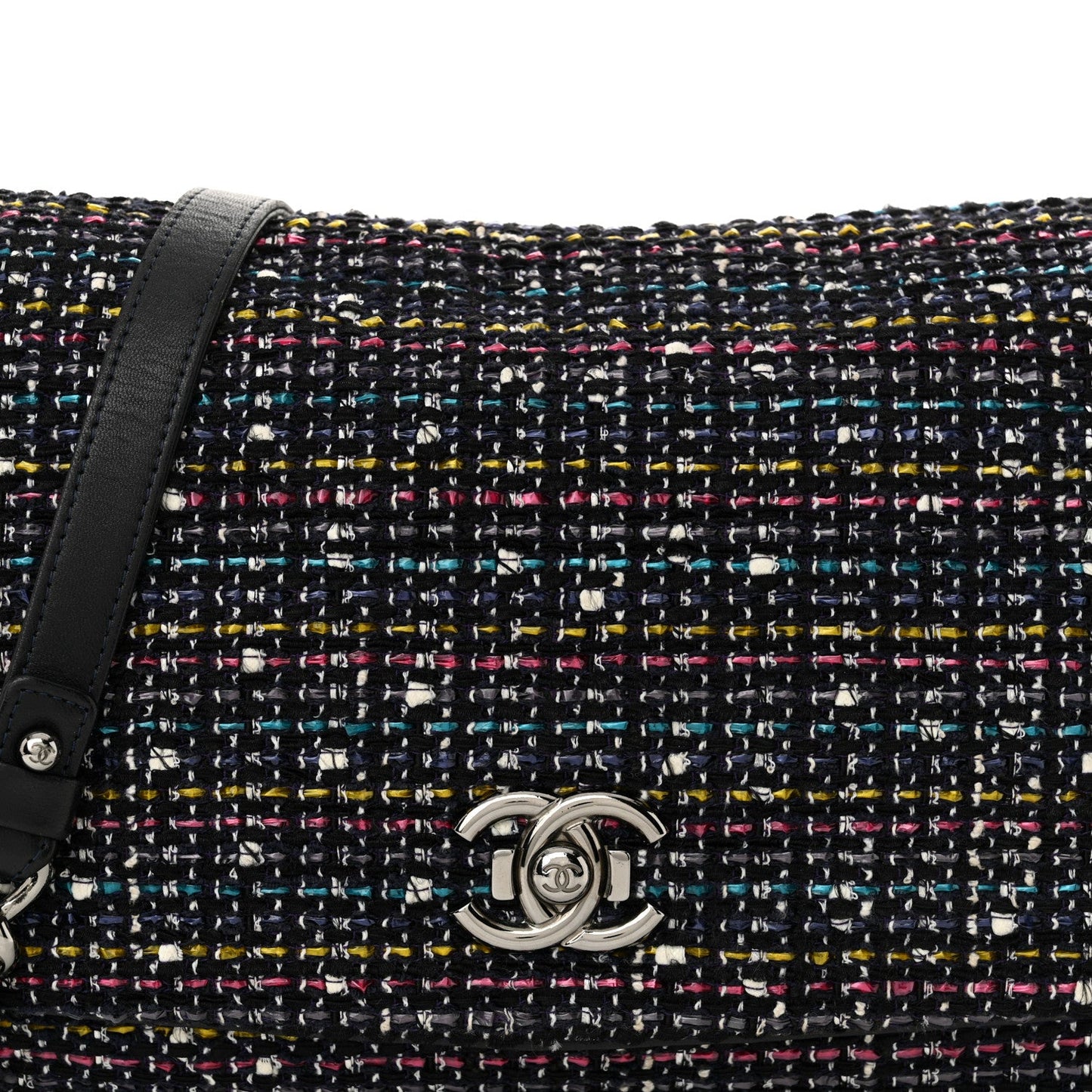 Chanel Tweed Small Messenger Flap Navy