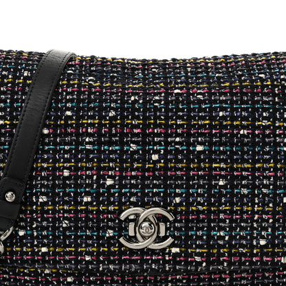 Chanel Tweed Small Messenger Flap Navy