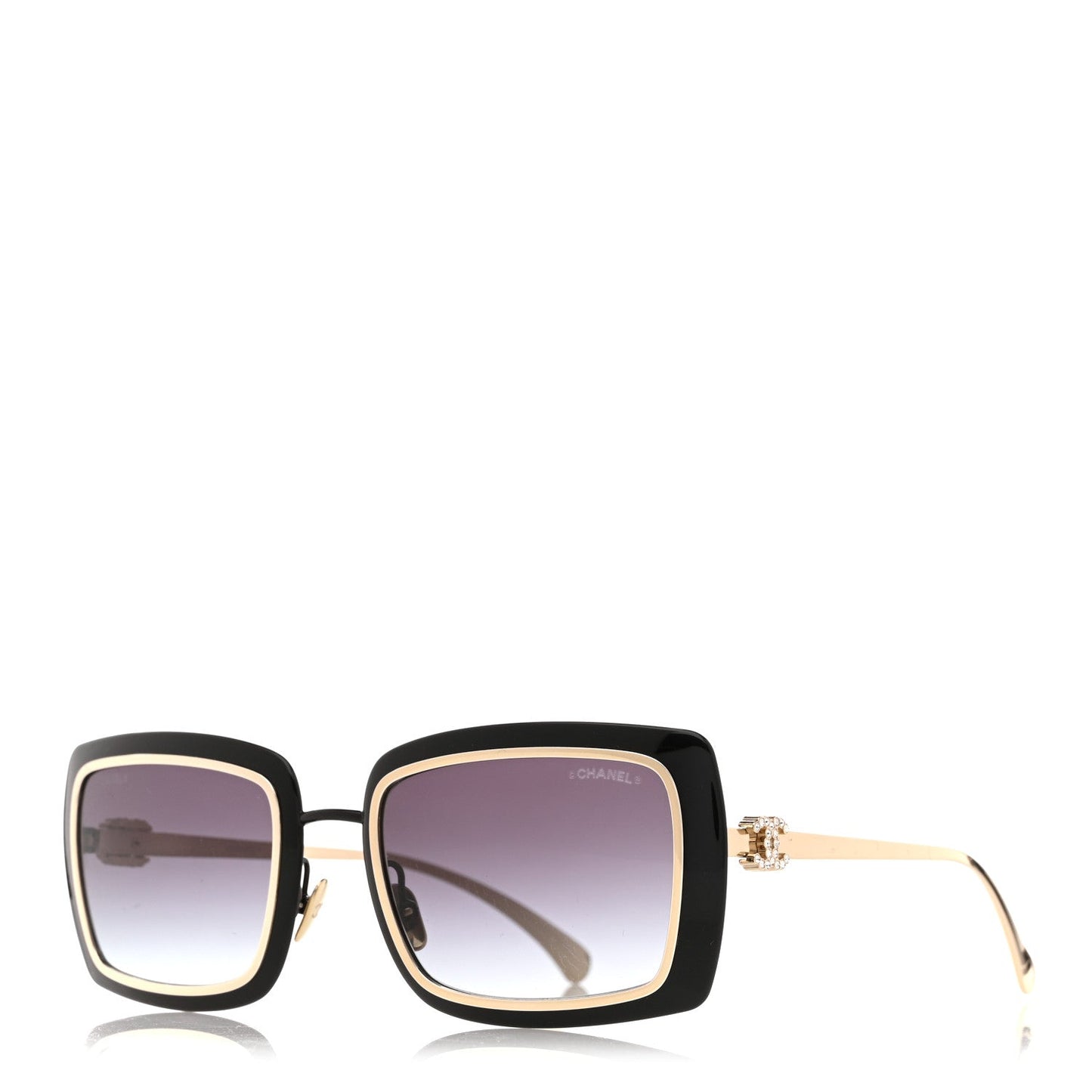 Chanel Metal Crystal CC Logo Sunglasses 71707 Black Gold