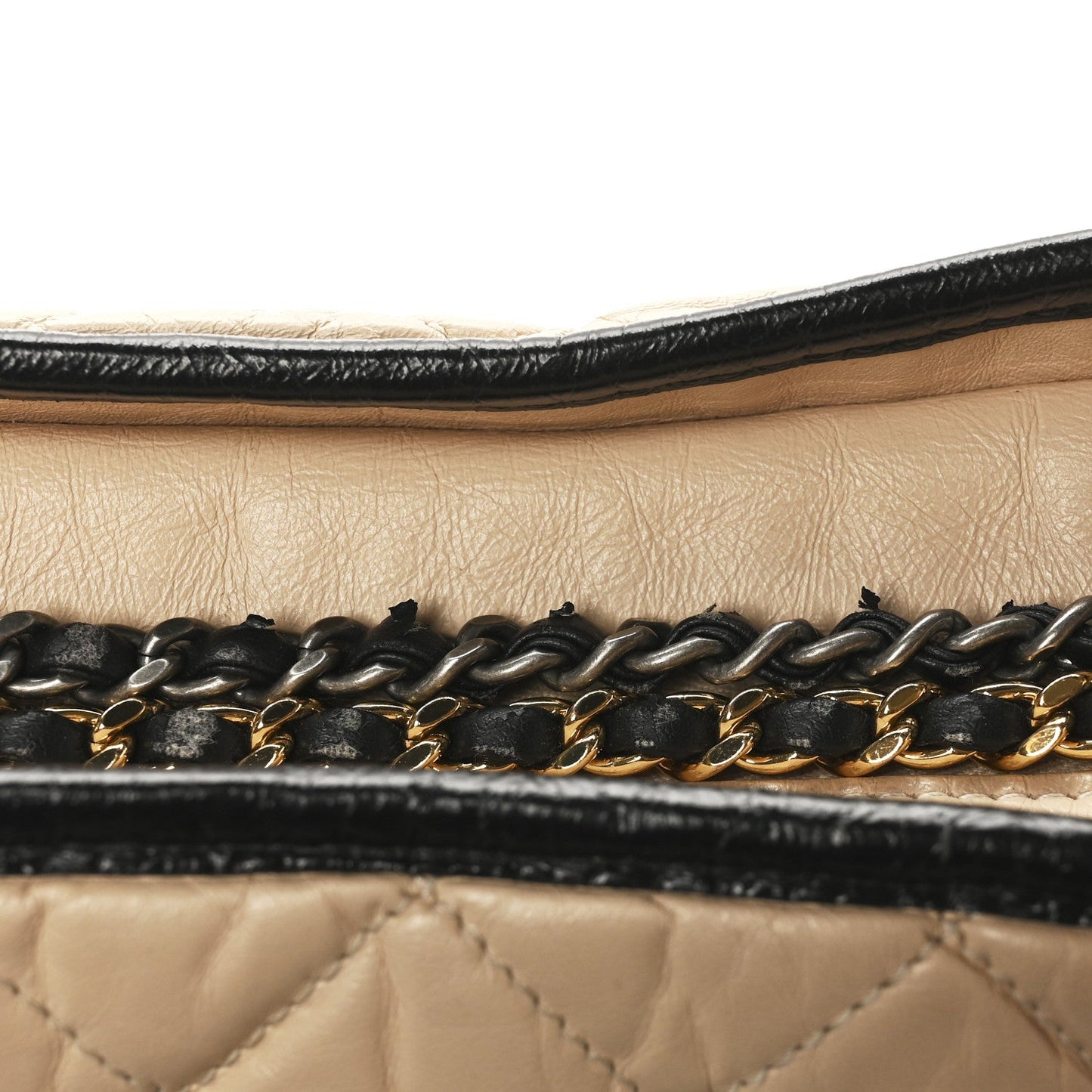 Chanel Aged Calfskin Quilted Medium Gabrielle Hobo Beige Black