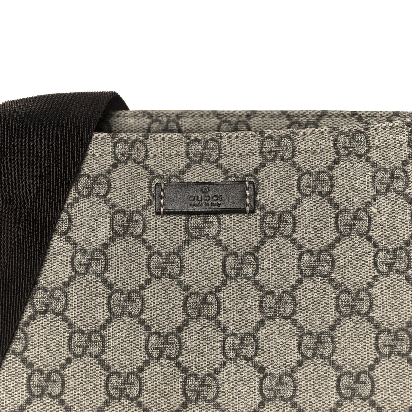 Gucci GG Supreme Monogram Medium Flat Messenger Bag Dark Brown
