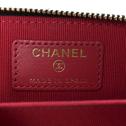 Chanel Lambskin Quilted Chanel 19 Vertical Zip Card Holder Wallet Black