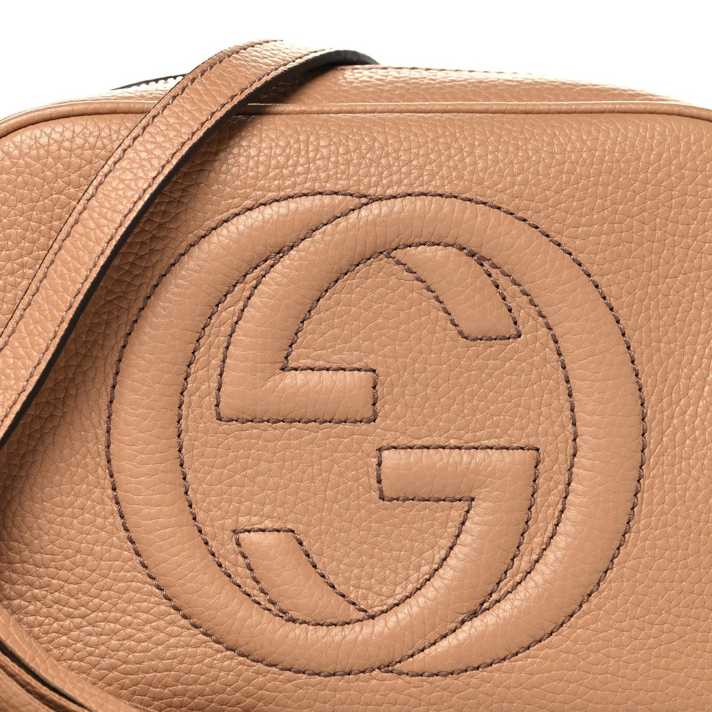Gucci Pebbled Calfskin Small Soho Disco Bag Camelia
