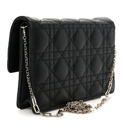 Christian Dior Lambskin Cannage Chain My Dior Daily Chain Pouch Black