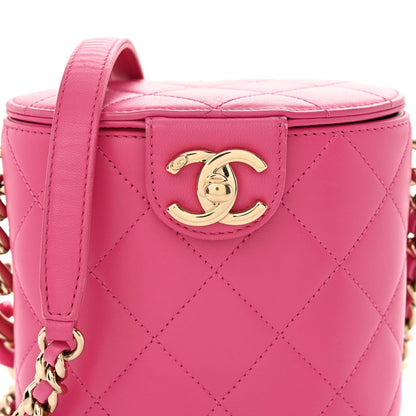 Chanel Lambskin Resin Elegant Chain Vanity Case Dark Pink