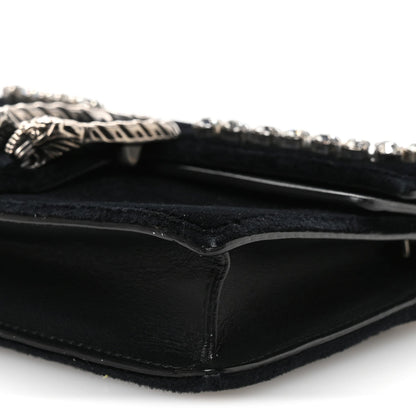 Gucci Velvet Crystal Super Mini Dionysus Shoulder Bag Black