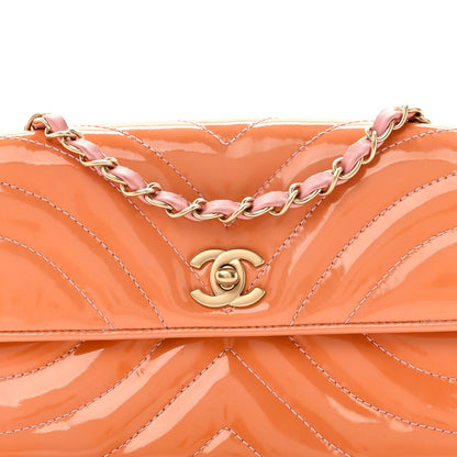 Chanel Patent Calfskin Scallop Quilted Single Flap Pink