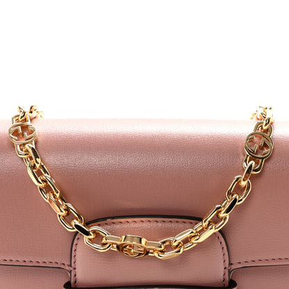 Gucci Azalea Calfskin Crystal GG Monogram Mini Horsebit 1955 Shoulder Bag Pink