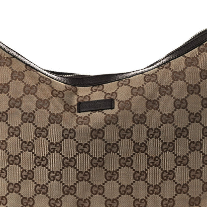 Gucci Monogram Web Medium Half Moon Hobo Dark Brown