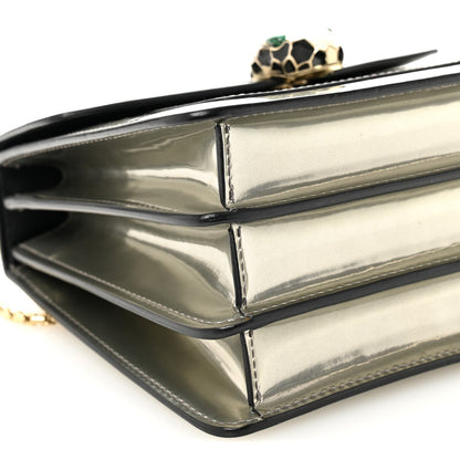 Bulgari Metallic Calfskin Serpenti Forever Top Handle Silver