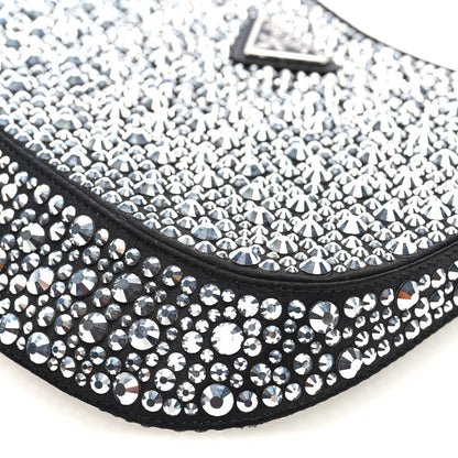 Prada Satin Crystal Cleo Adjustable Strap Shoulder Bag Metal