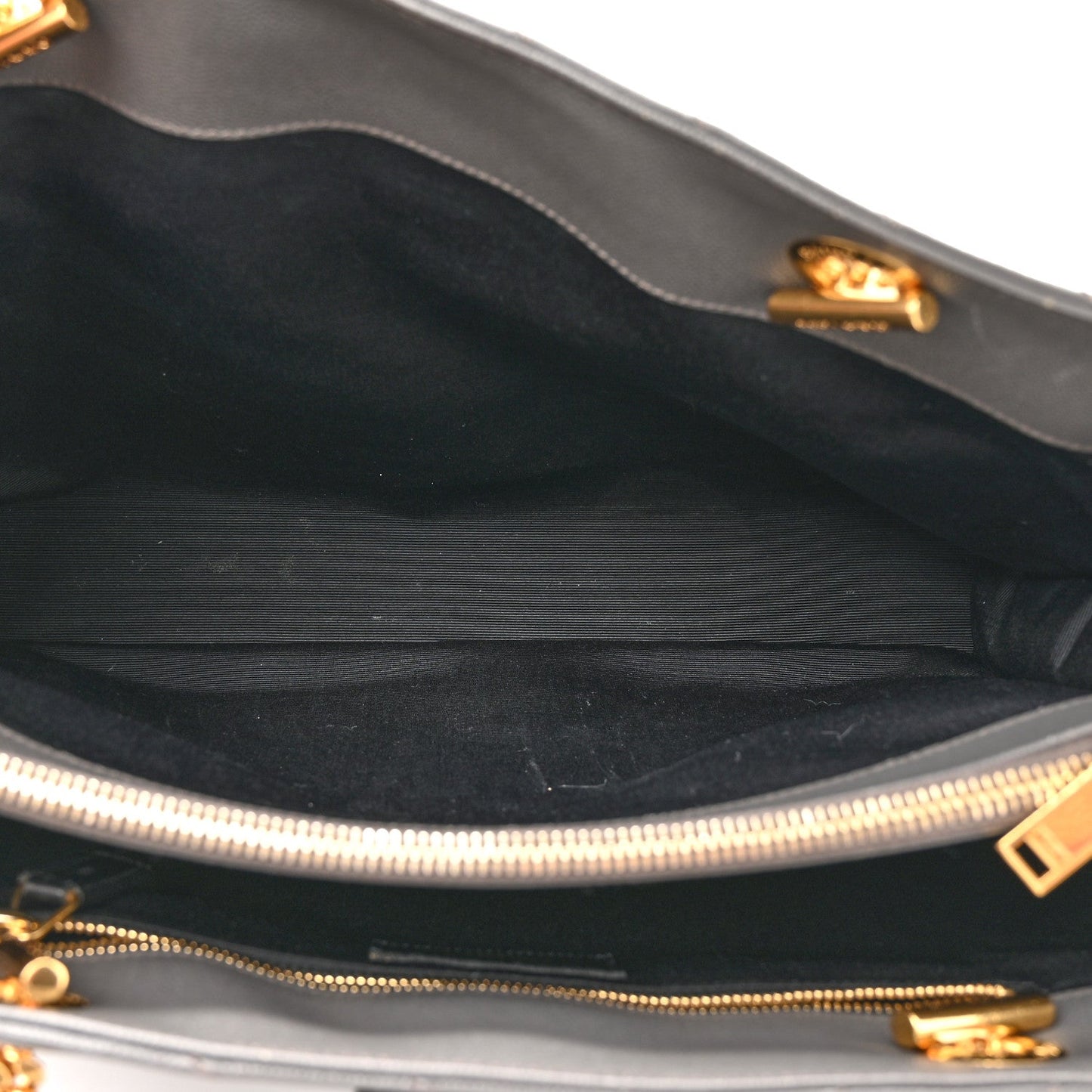 Saint Laurent Grain De Poudre Matelasse Chevron Monogram Shopping Bag Fog