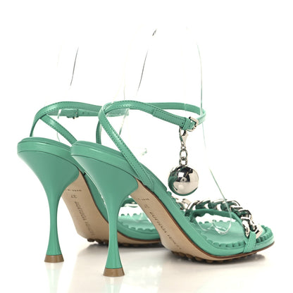 Bottega Veneta Lambskin Dot 100mm Sandals 37 Acid Turquoise