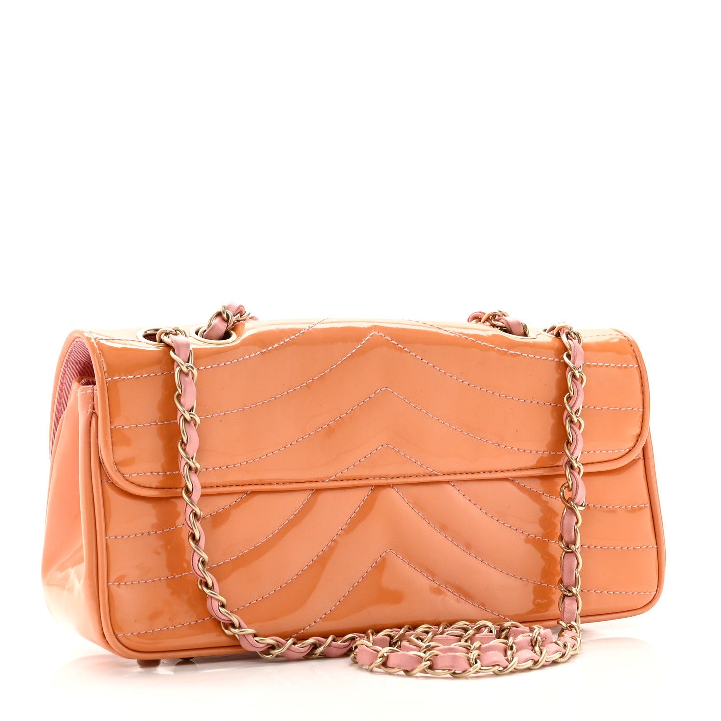 Chanel Patent Calfskin Scallop Quilted Single Flap Pink