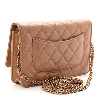 Chanel Caviar Quilted Wallet on Chain WOC Dark Beige