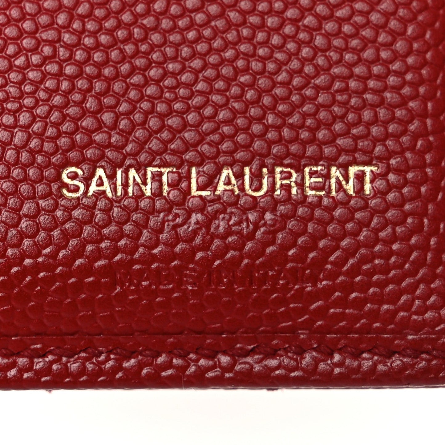Saint Laurent Grain De Poudre Matelasse Chevron Monogram Compact Wallet Red