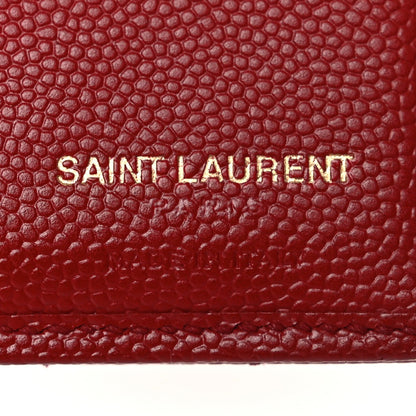 Saint Laurent Grain De Poudre Matelasse Chevron Monogram Compact Wallet Red