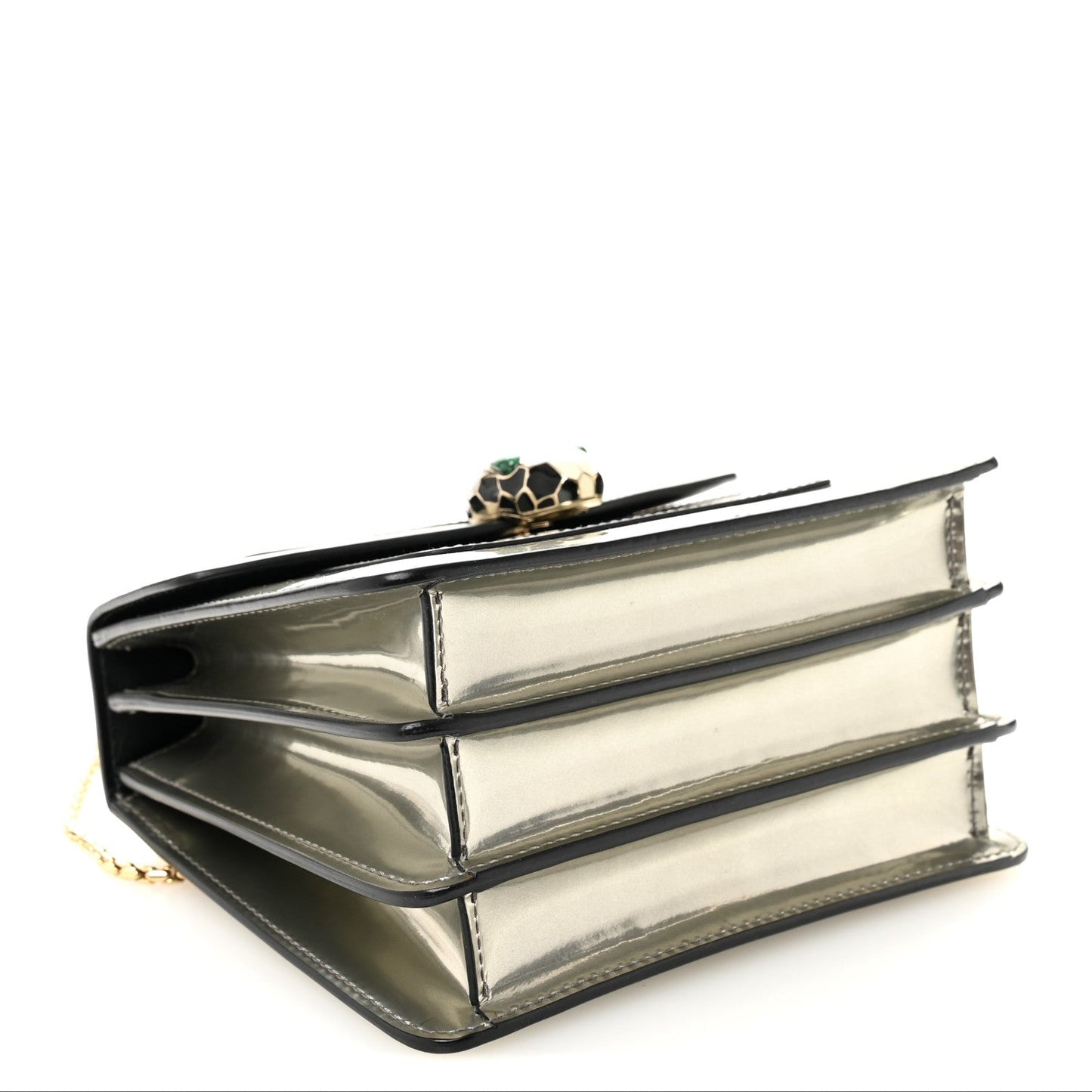 Bulgari Metallic Calfskin Serpenti Forever Top Handle Silver