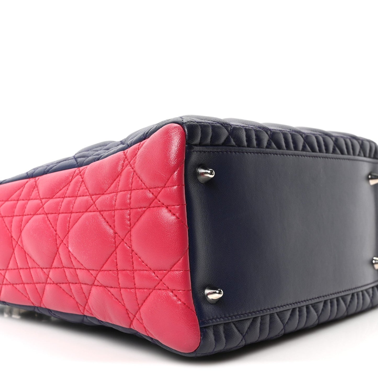 Christian Dior Lambskin Cannage Medium Tri-Color Lady Dior Sapphire Fuchsia Turquoise
