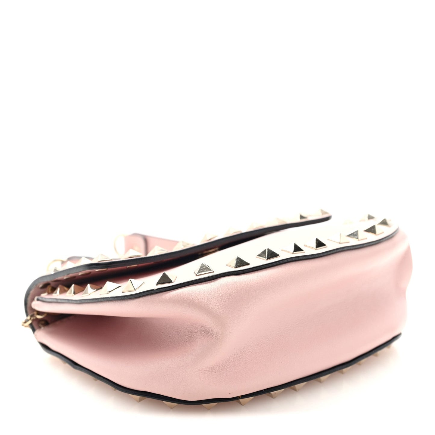 Valentino Garavani Vitello Rockstud Crossbody Saddle Bag Water Rose