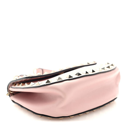 Valentino Garavani Vitello Rockstud Crossbody Saddle Bag Water Rose
