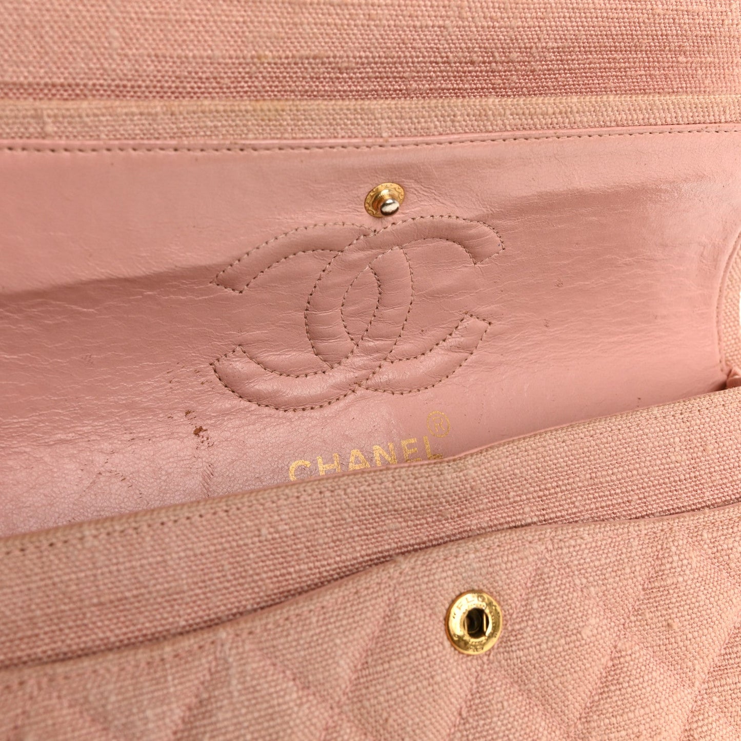 Chanel Canvas Quilted Small Double Flap Light Pink