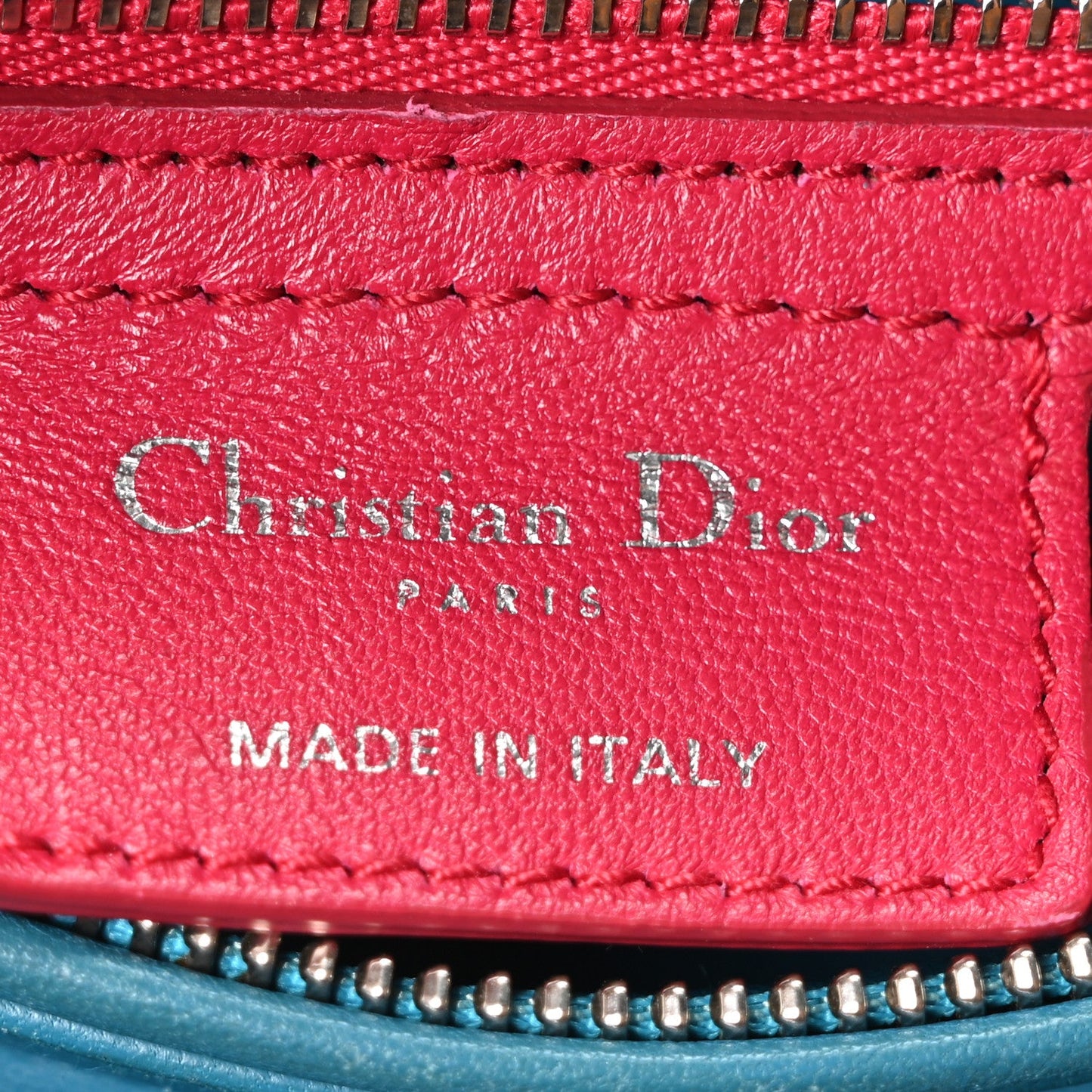Christian Dior Lambskin Cannage Medium Tri-Color Lady Dior Sapphire Fuchsia Turquoise