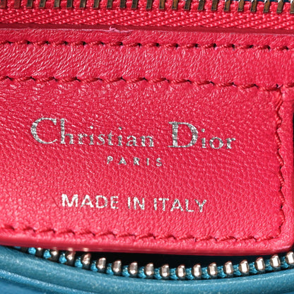 Christian Dior Lambskin Cannage Medium Tri-Color Lady Dior Sapphire Fuchsia Turquoise