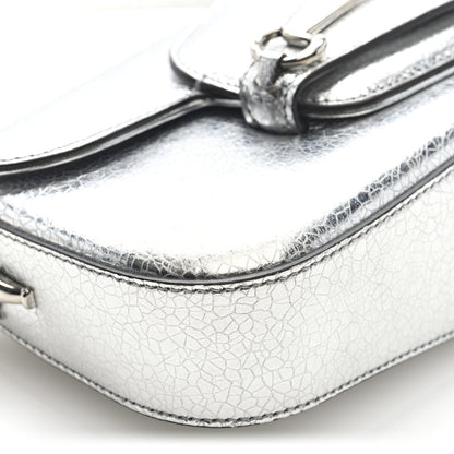 Gucci Metallic Demetra Small Horsebit 1955 Asymmetric Shoulder Bag Silver
