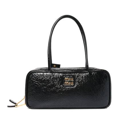Miu Miu Naplak Patent Small Beau Top Handle Bag Black