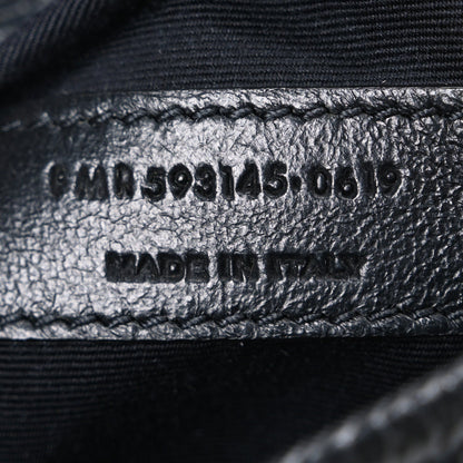Saint Laurent Crinkled Calfskin Matelasse Monogram Niki Chain Wallet Black