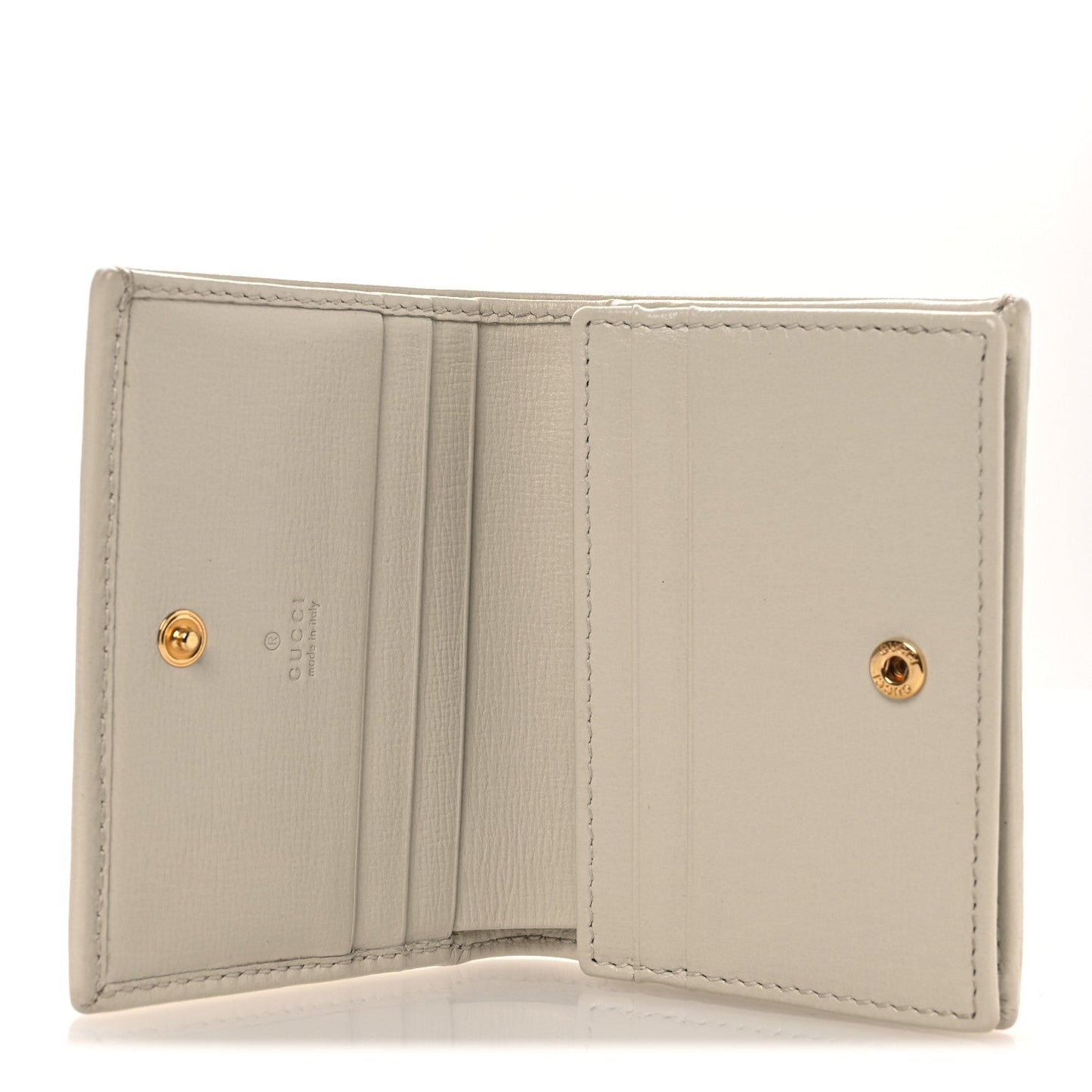 Gucci GG Supreme Monogram Azalea Calfskin Horsebit 1955 Card Case Wallet Beige Ebony Mystic White