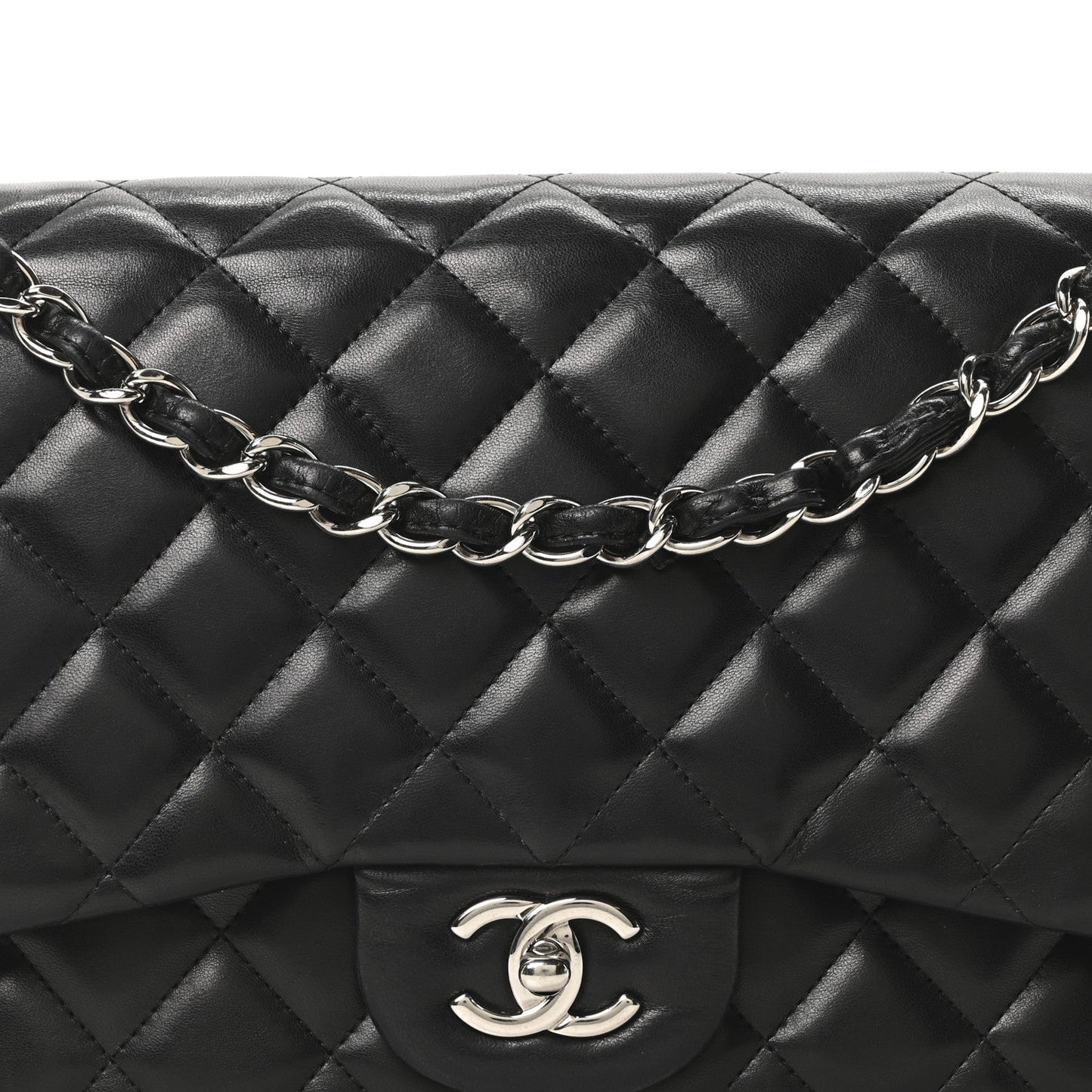 Chanel Lambskin Quilted Jumbo Double Flap Black
