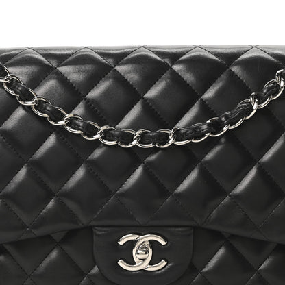 Chanel Lambskin Quilted Jumbo Double Flap Black