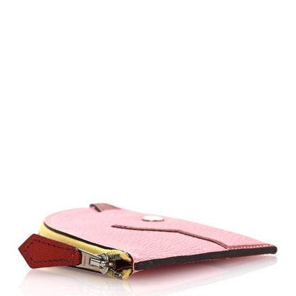 Hermes Chevre Mysore Paddock Change Purse Rose Confetti Brique