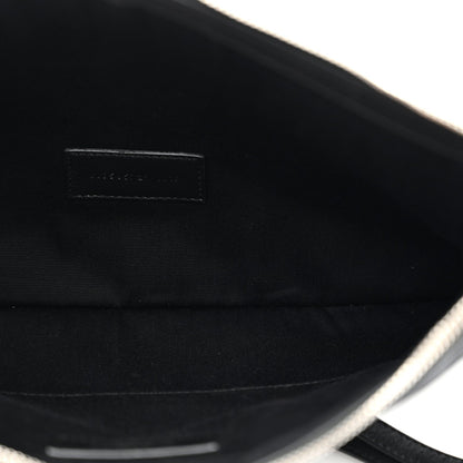 Saint Laurent Linen Canvas Rive Gouche Zipped Pouch Black