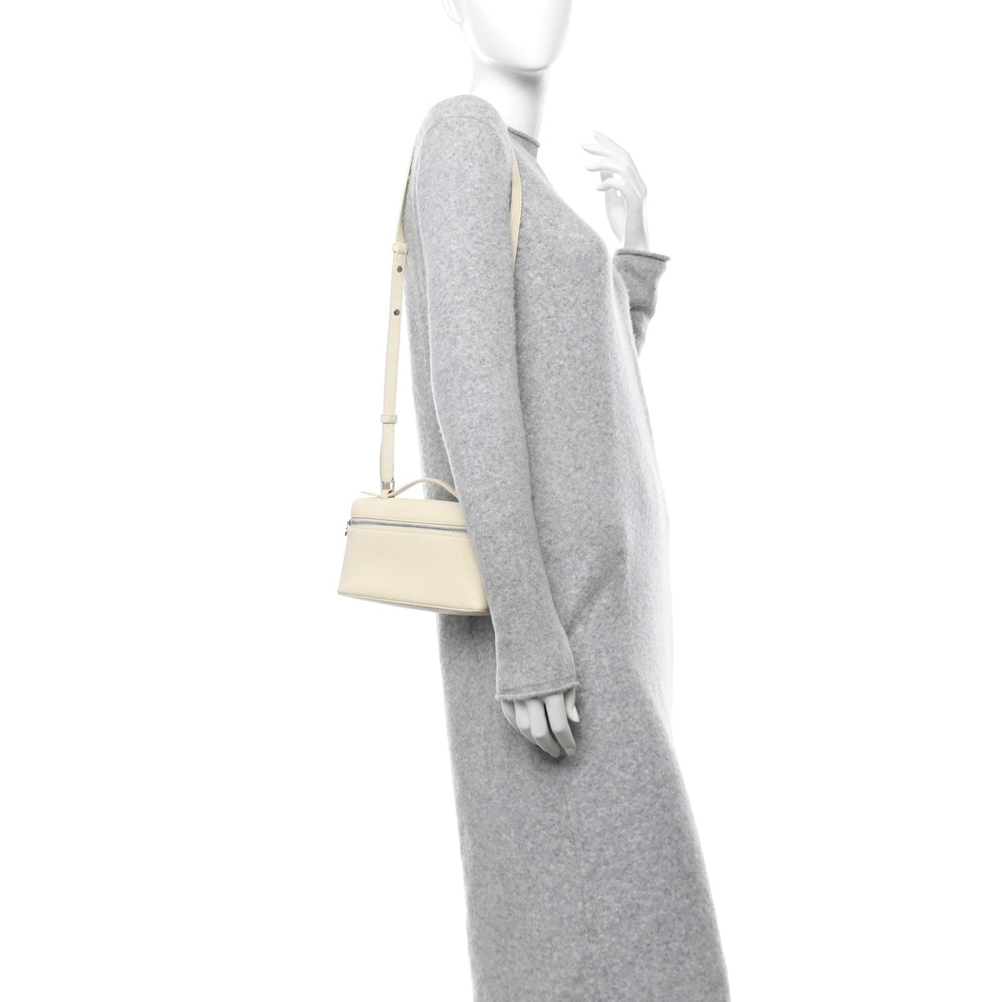 Loro Piana Grained Calfskin L19 Extra Pocket Pouch Whisper White