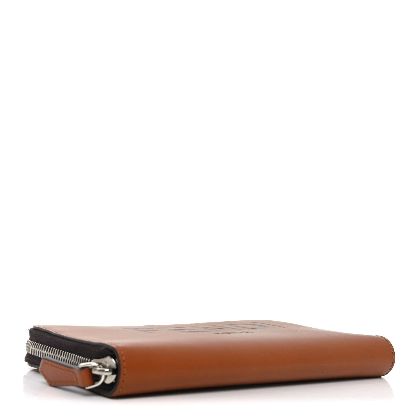 Fendi Vitello King Tamponato Logo Embossed Zip Around Wallet Cuoio
