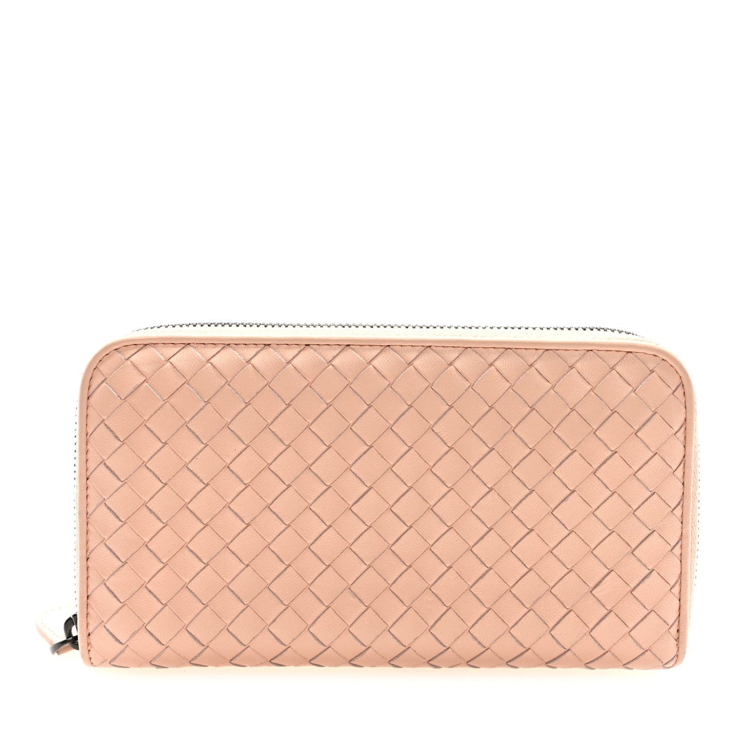 Bottega Veneta Nappa Intrecciato Zip Around Wallet Flamingo