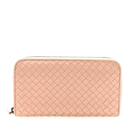 Bottega Veneta Nappa Intrecciato Zip Around Wallet Flamingo