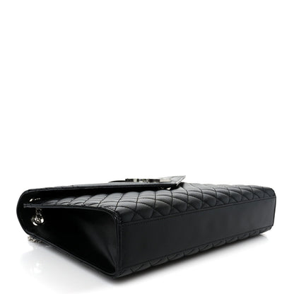 Saint Laurent Grain De Poudre Textured Mixed Matelasse Large Triquilt Monogram Satchel Black