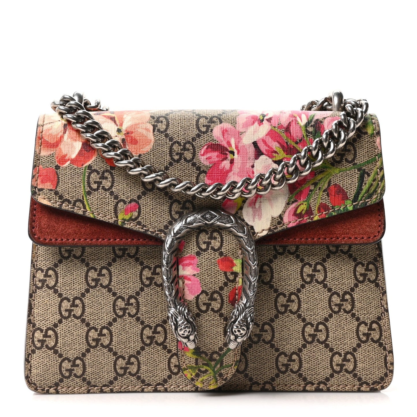 Gucci GG Supreme Monogram Blooms Mini Dionysus Shoulder Bag Beige Multicolor Dry Rose