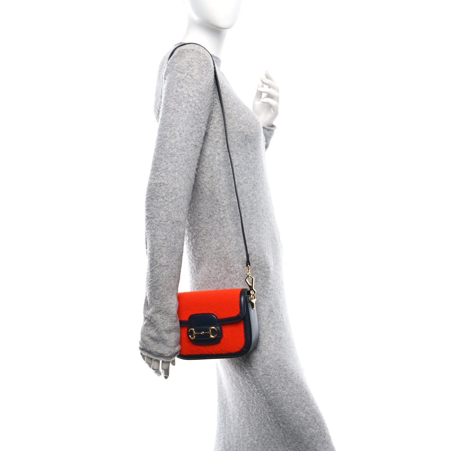 Gucci Casy Wool Azalea Calfskin Mini Horsebit 1955 Shoulder Bag Bitter Sweet Blue